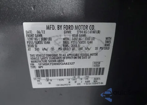 2013 Ford Explorer Xlt from USA, damaged, VIN 1FM5K7D89DGA82327